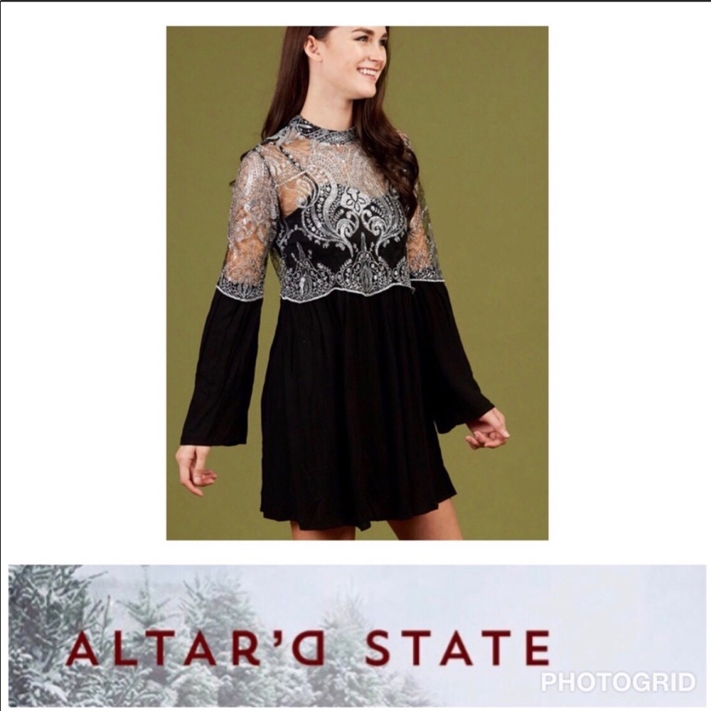 Altar’d State Gloria Dress Silver and Black.